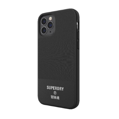 SUPERDRY APPLE iPHONE 12/12 PRO COVER IN TPU INTARSIATA IN TELA ANTI URTO CON LOGO SUPEDRY STAMPATO NERO